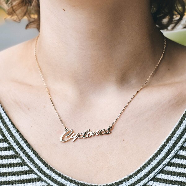 Cyclones Script Gold Necklace